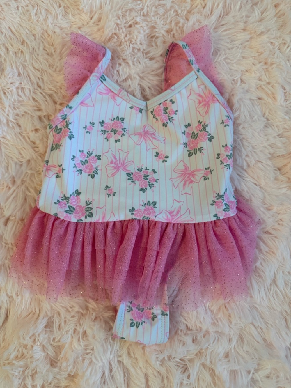Nicole Miller Pink Floral Girls One-Piece Swim Dress